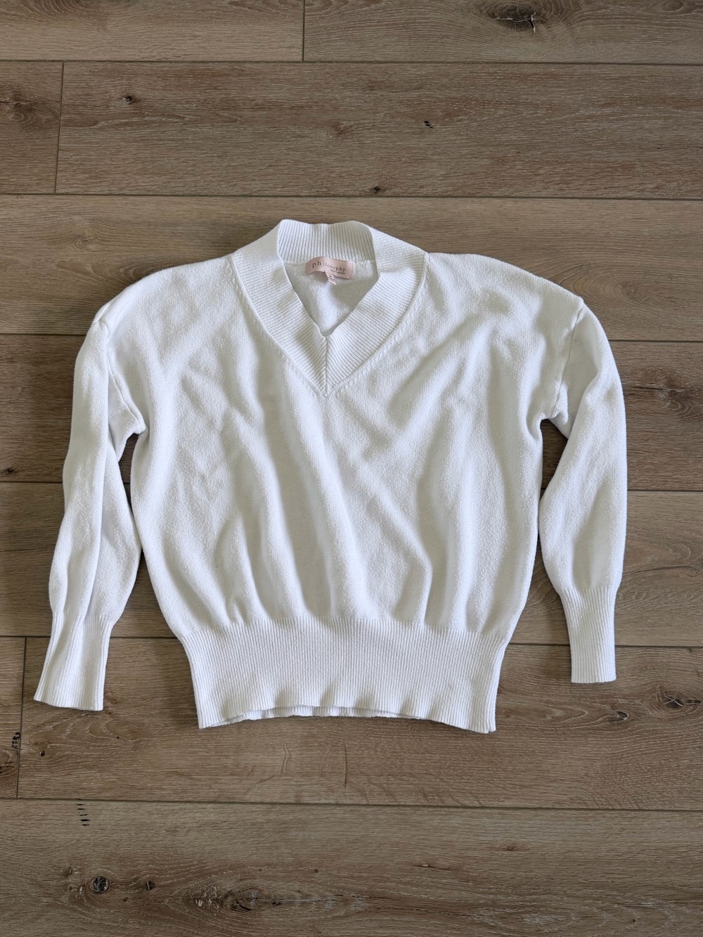 Philosophy Women's White V-Neck Pullover Sweater